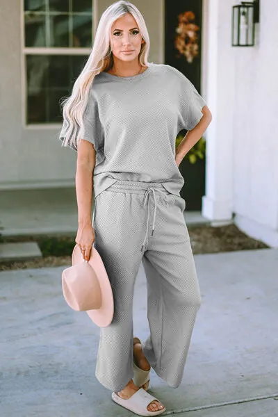Jane Quilted Short Sleeve Top and Pants Set