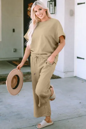 Jane Quilted Short Sleeve Top and Pants Set