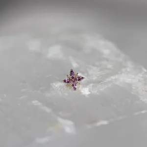Mini Pleades with Light Amethyst & Diamonds 18g/16g Threaded End