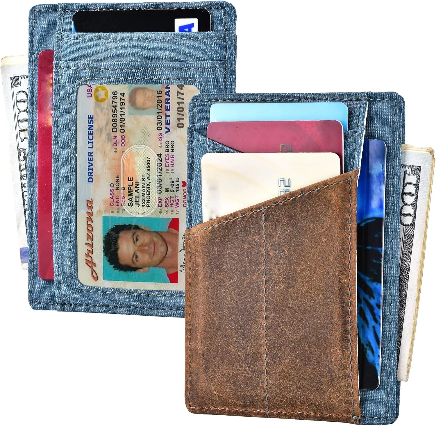 Minimalist Front Pocket Wallet, RFID Blocking Thin Credit Card Holder For Men & Women