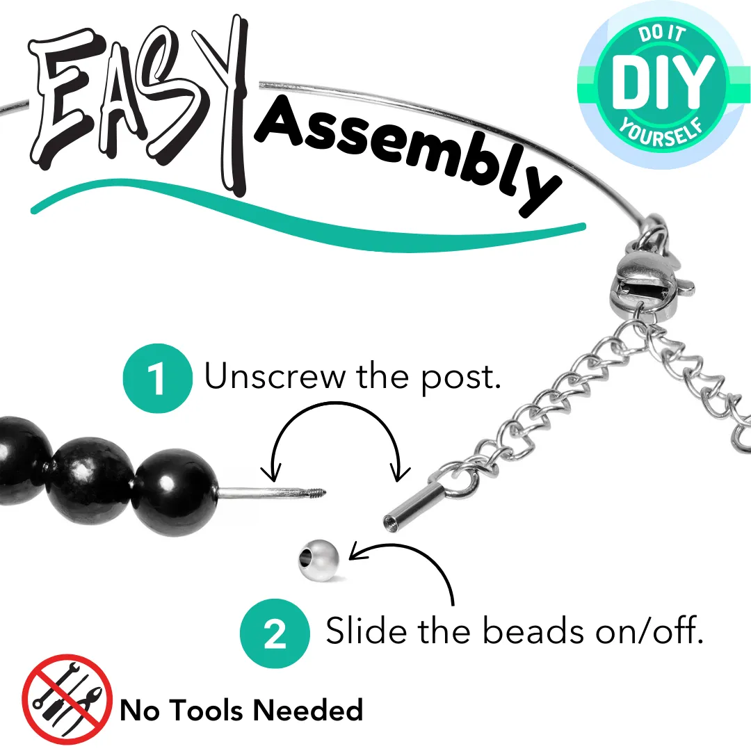 NEW! Exclusive for I Am Complete Woman's Sisterhood: Shungite Interchangeable Bangle-Style Bracelet Kit | 925 Sterling Silver | Easy DIY