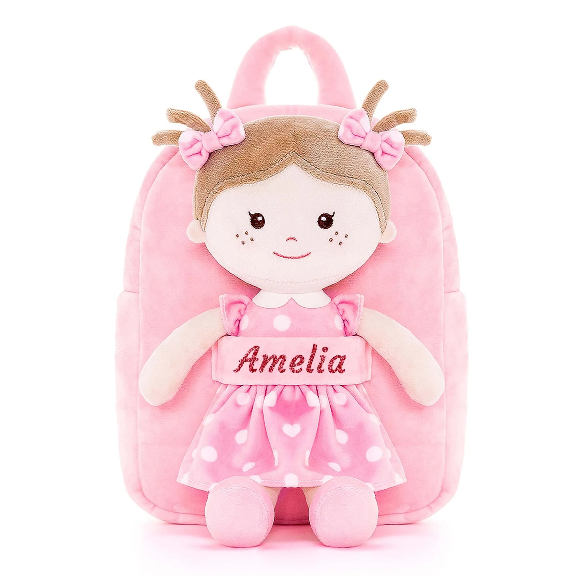 Onetoo 9-inch Toddler Girl Backpacks Girls Gift Polka Dot Series Dolls Backpack Pink