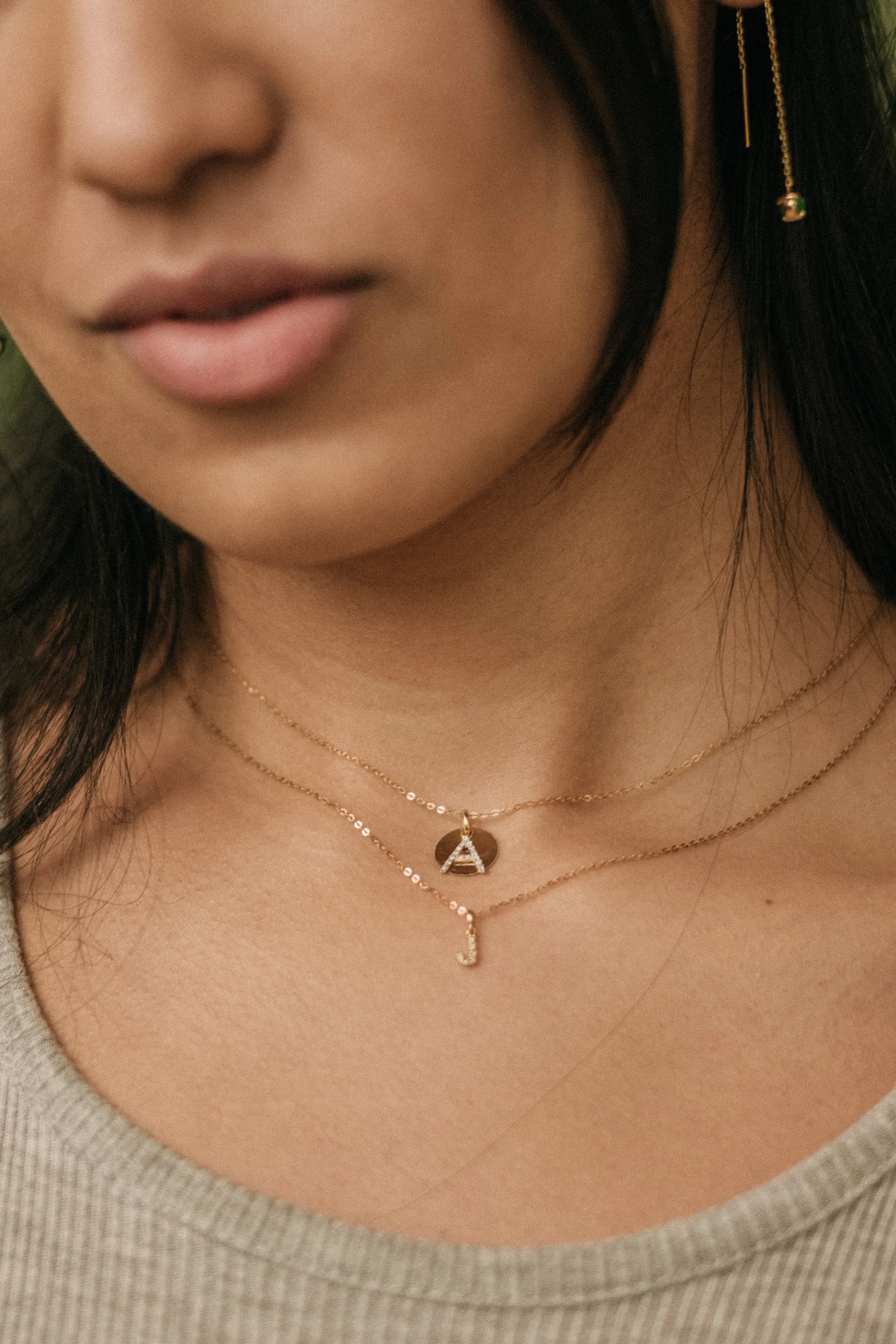 Pave Diamond 14K Gold Mini Initials