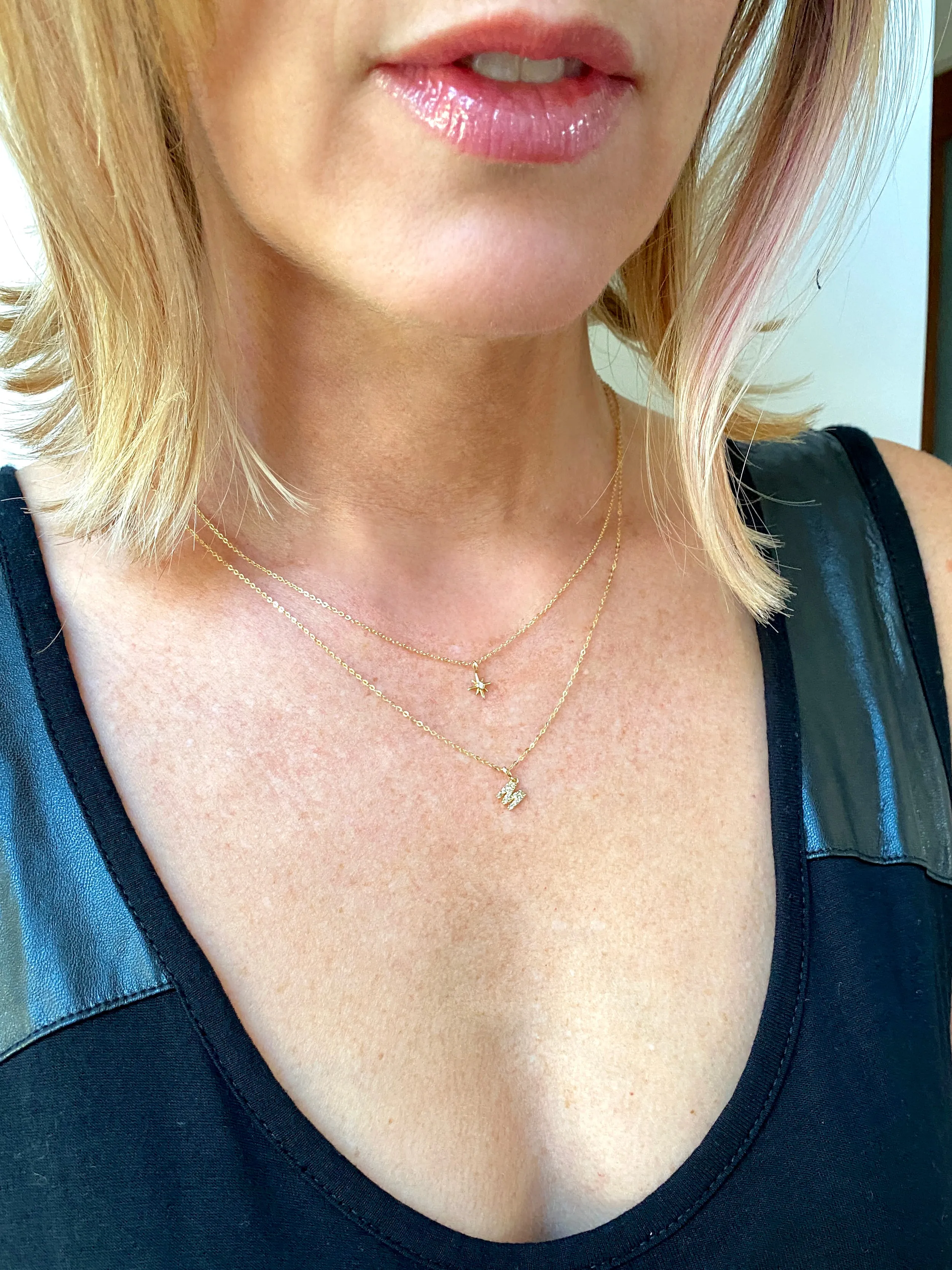 Pave Diamond 14K Gold Mini Initials