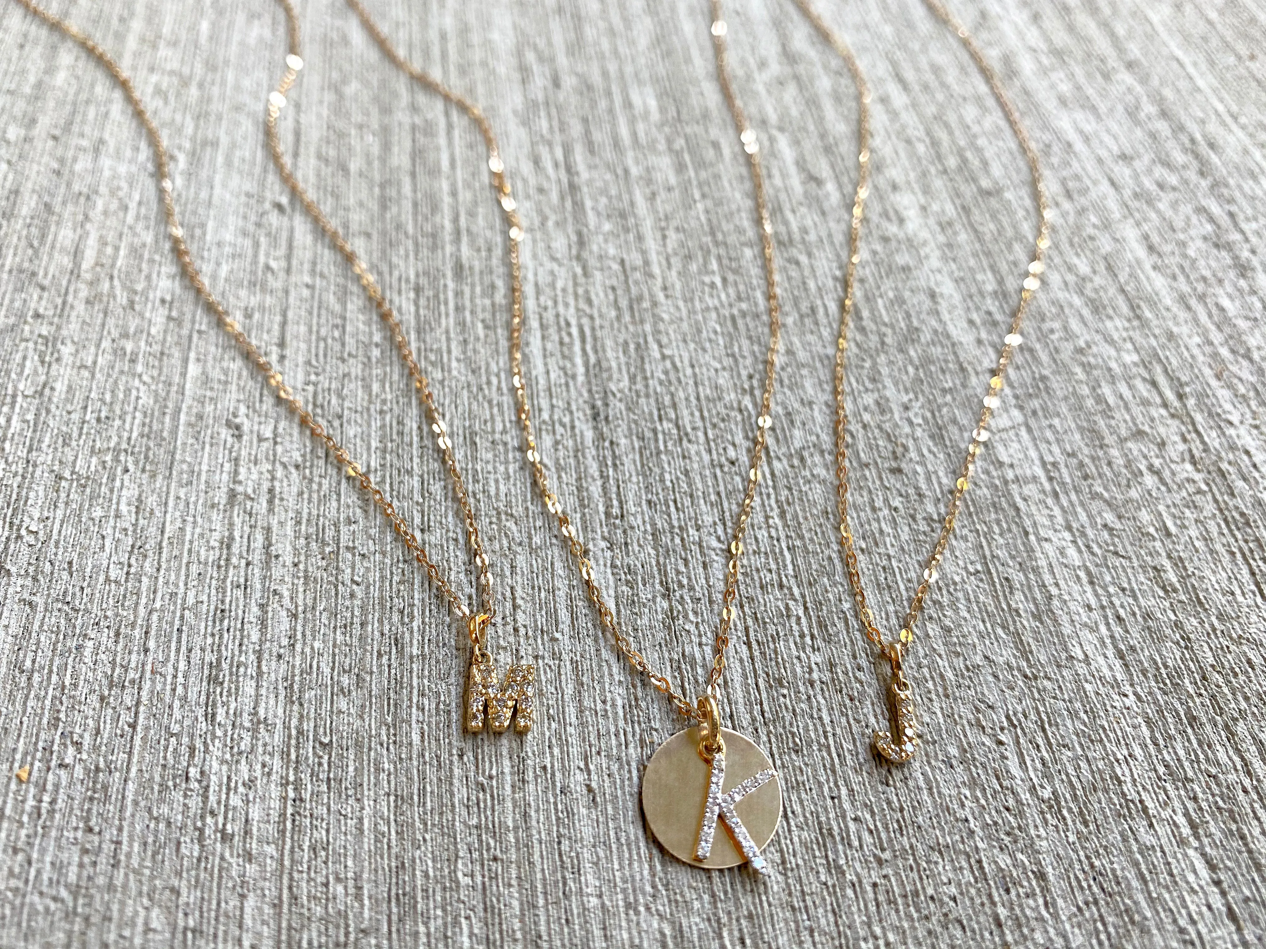 Pave Diamond 14K Gold Mini Initials