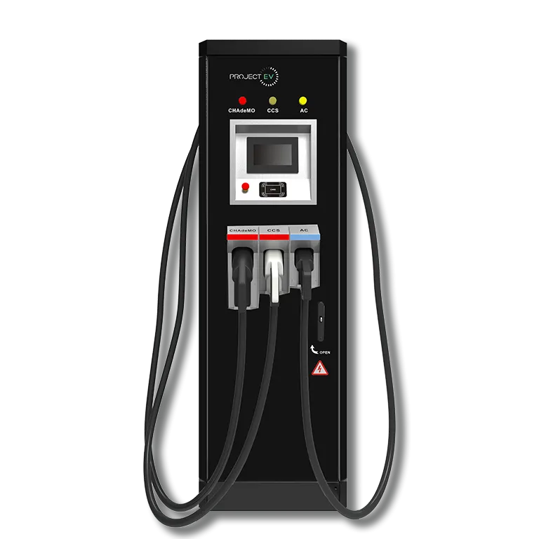 Project EV EVC-AC22S/DC60D 22kW AC /60kW DC Floor Electric Vehicle Charger Three Gun RFID [Type 2/CCS/CCS]