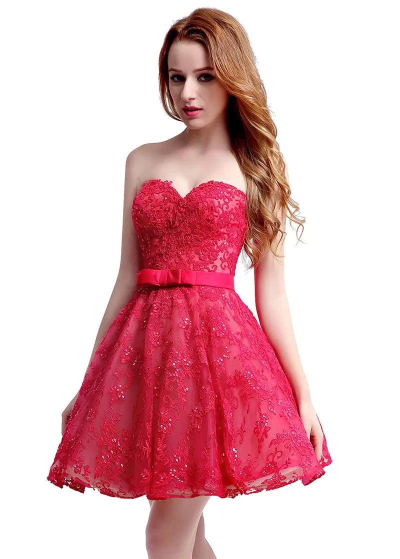 Red  Homecoming Dress With Belt
