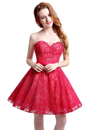 Red  Homecoming Dress With Belt
