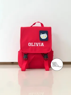 (Red) Personalised Unisex Mini Dog Nursery School Backpack Rucksack Bag