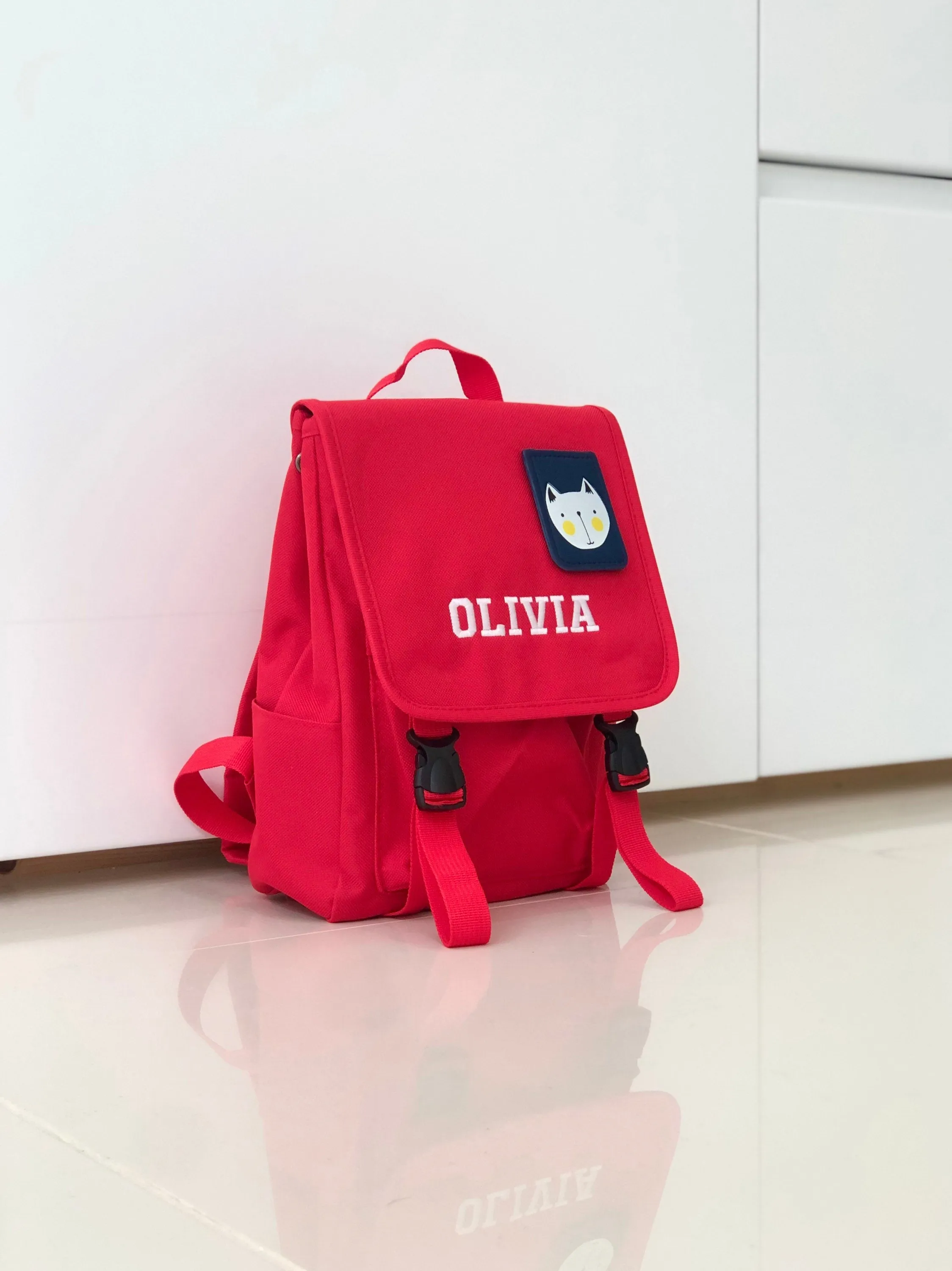 (Red) Personalised Unisex Mini Dog Nursery School Backpack Rucksack Bag