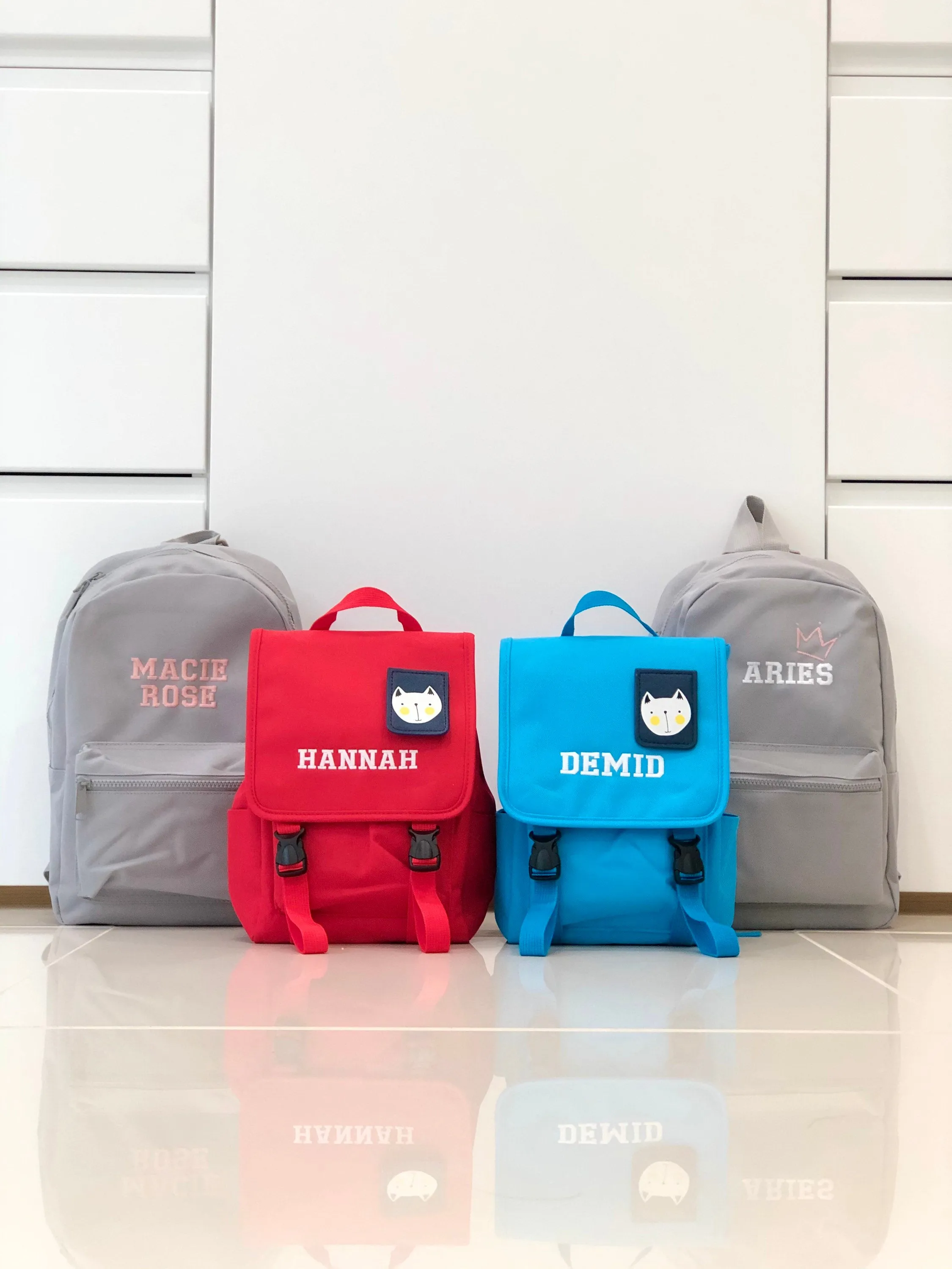 (Red) Personalised Unisex Mini Dog Nursery School Backpack Rucksack Bag