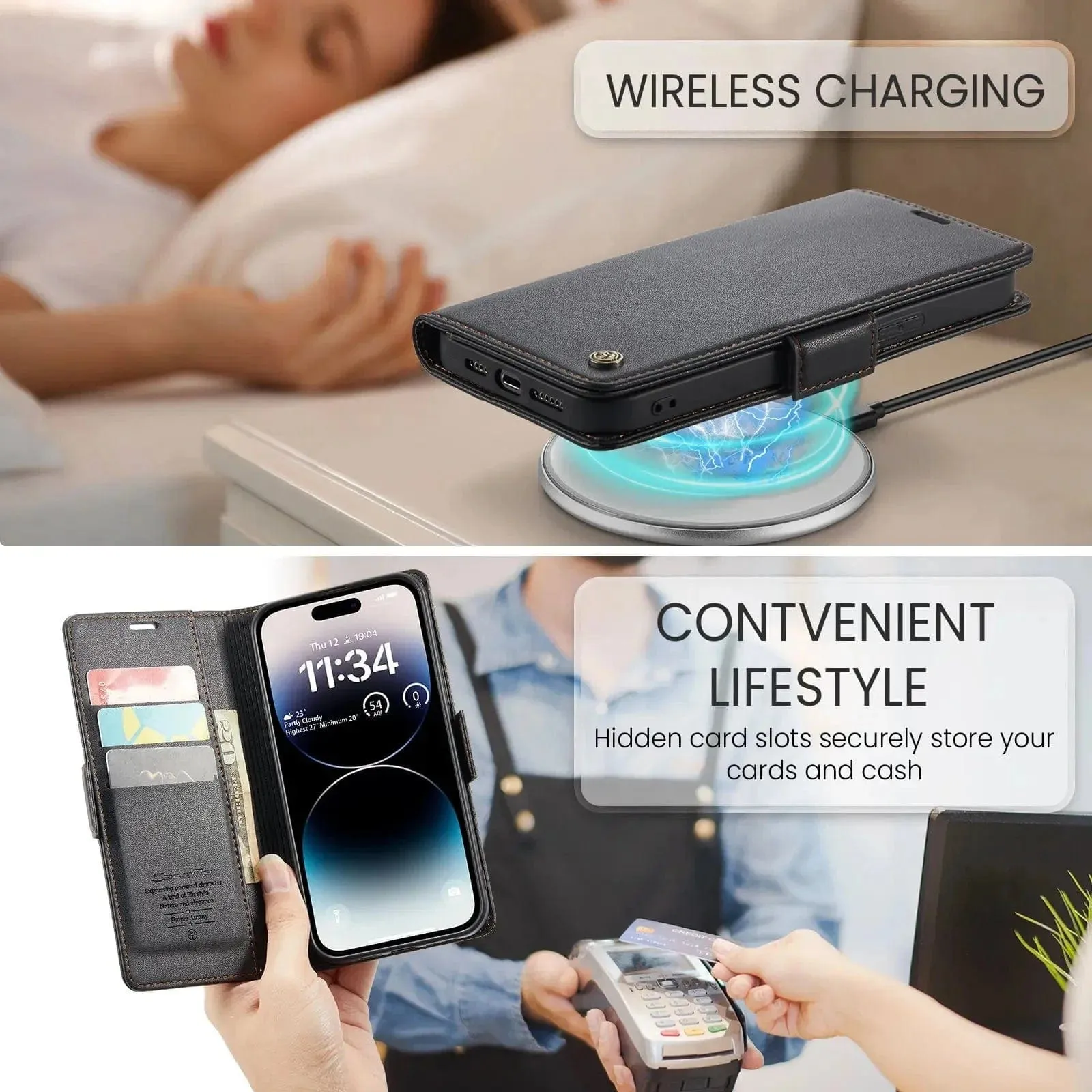 RFID Leather Card Holder Phone Case