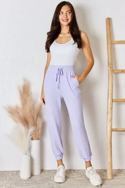 Risen Full Size Drawstring Ultra Soft Knit Jogger Pants