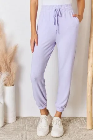Risen Full Size Drawstring Ultra Soft Knit Jogger Pants