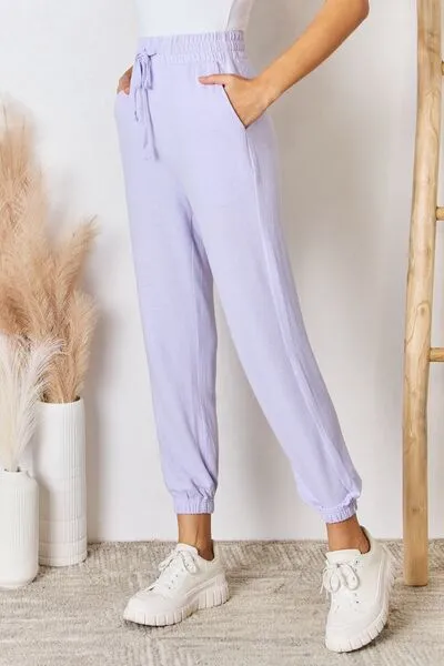 Risen Full Size Drawstring Ultra Soft Knit Jogger Pants