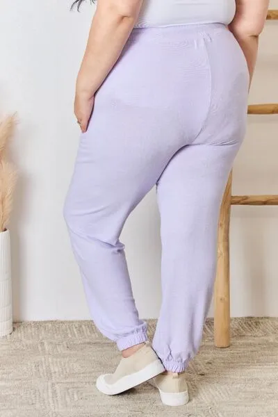 Risen Full Size Drawstring Ultra Soft Knit Jogger Pants