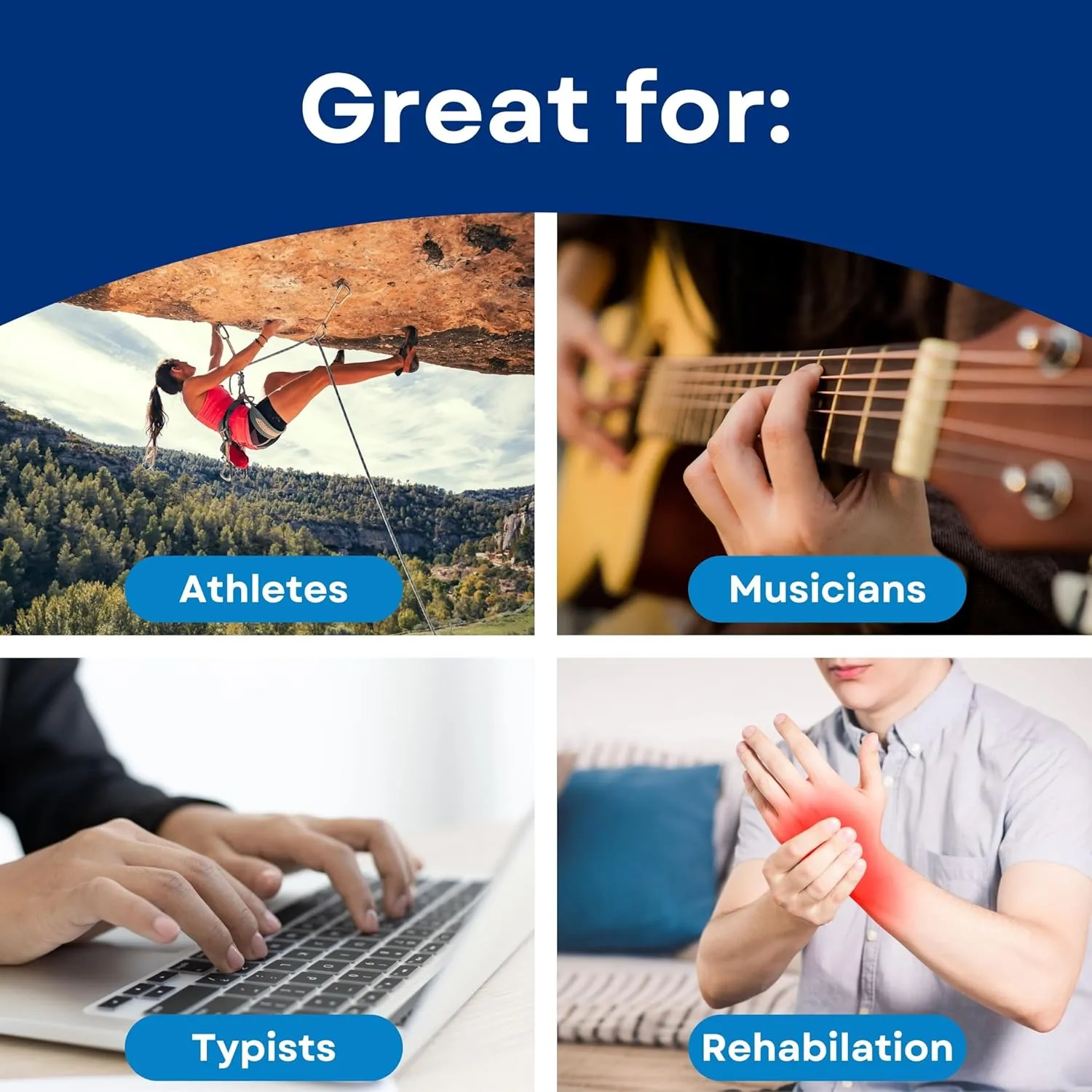 RMS Hand Grip Trainer Kit, 3 Hand Grips & 3 Finger Stretchers – Increase Hand Strength