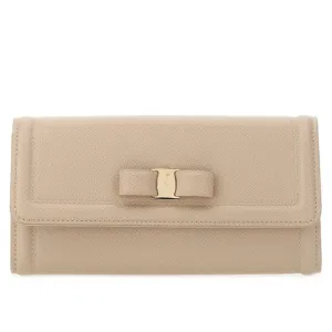 Salvatore Ferragamo Vara Bow Long Wallet in Macadamia Beige