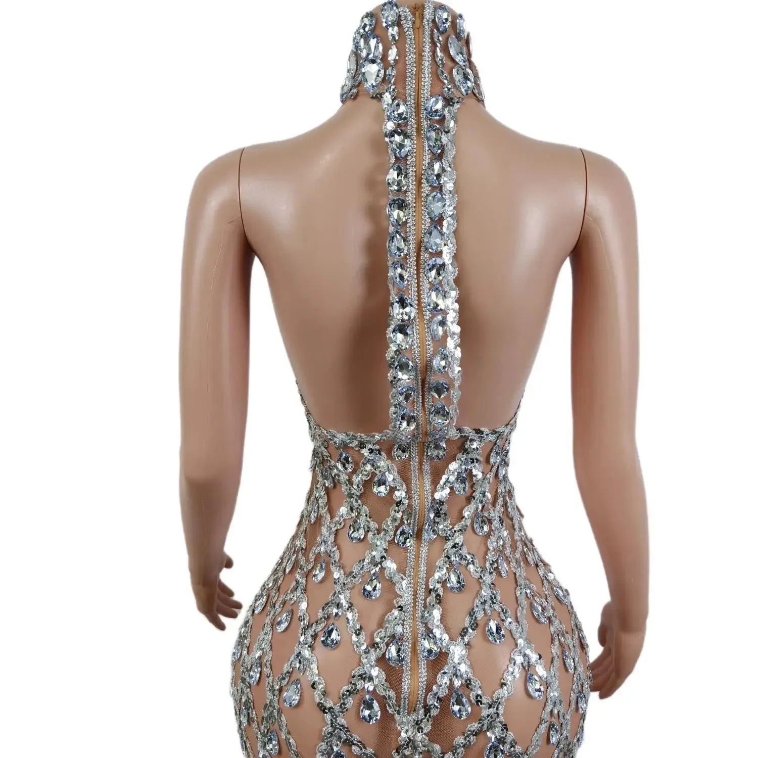 Sparkling Chandelier Gown Mini w/ Gloves- Clear Crystals