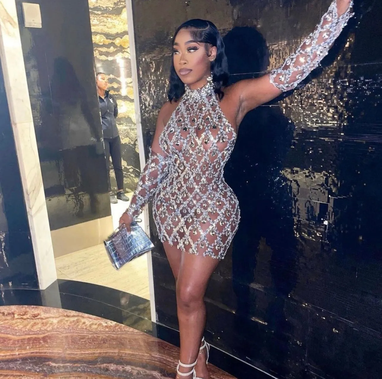 Sparkling Chandelier Gown Mini w/ Gloves- Clear Crystals