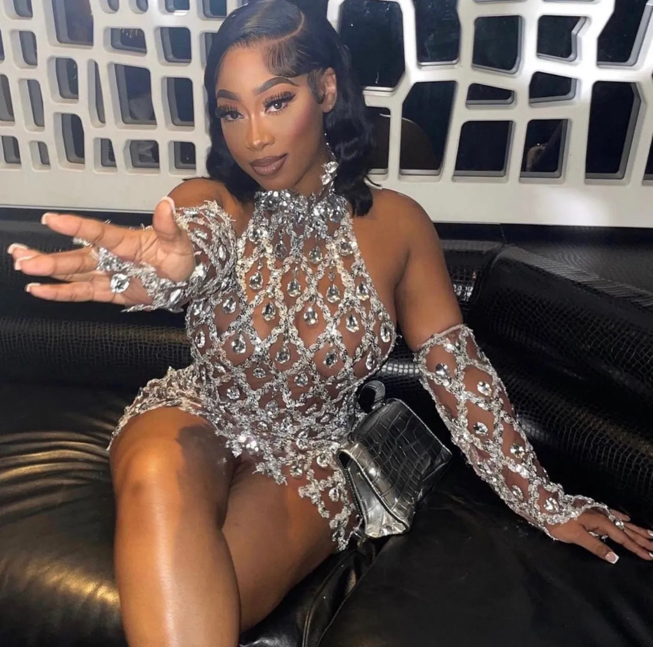 Sparkling Chandelier Gown Mini w/ Gloves- Clear Crystals