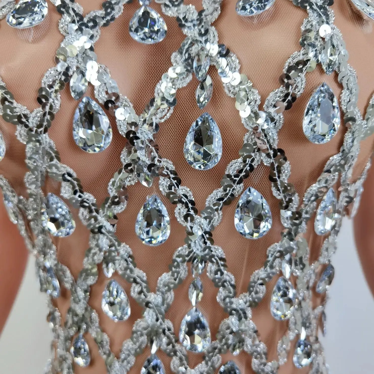 Sparkling Chandelier Gown Mini w/ Gloves- Clear Crystals