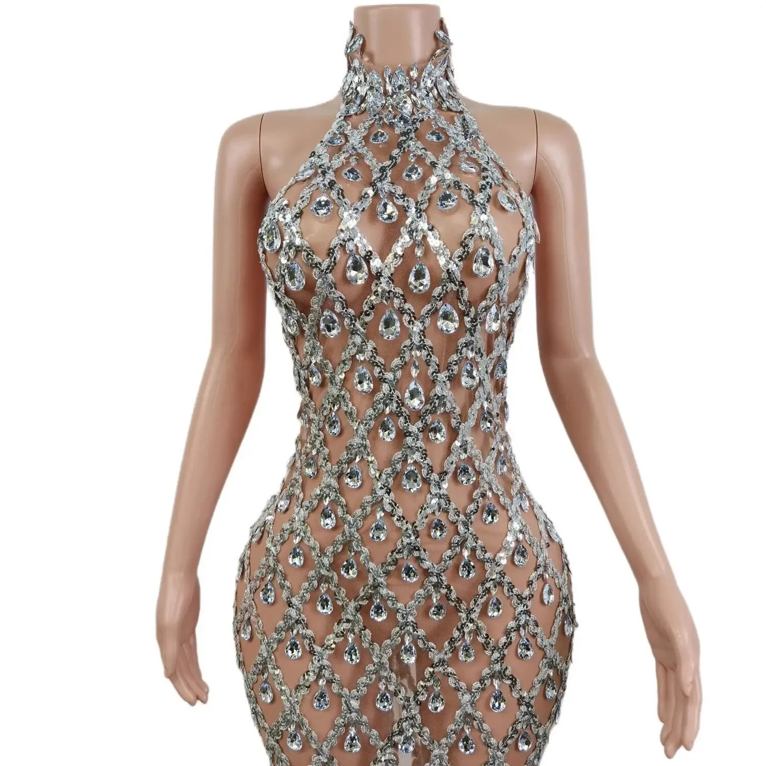 Sparkling Chandelier Gown Mini w/ Gloves- Clear Crystals