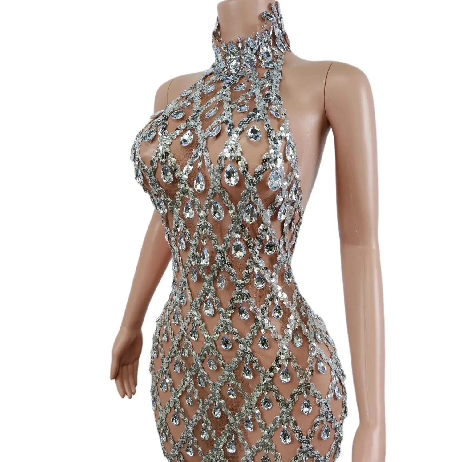 Sparkling Chandelier Gown Mini w/ Gloves- Clear Crystals