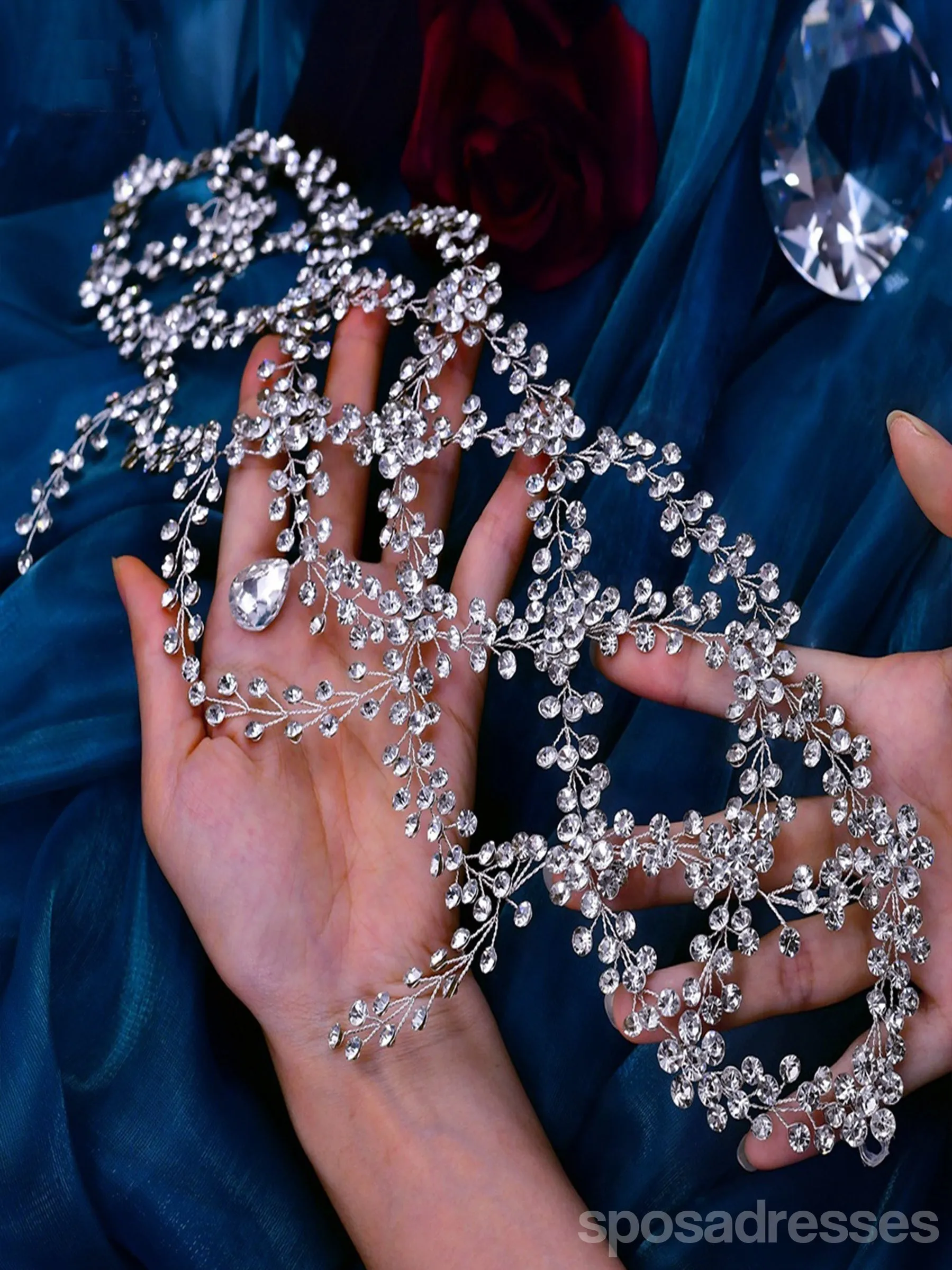 Sparkly Luxury Rhinestone Cross Headwear with Forehead Hair Accessories for Women, HP471