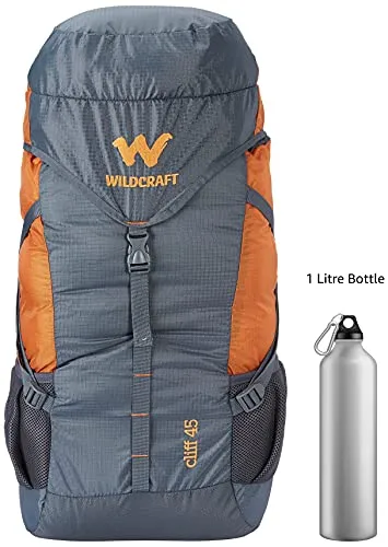 Wildcraft 45 Ltrs Grey and Orange Rucksack (8903338073864), Large