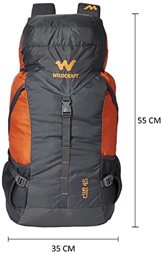 Wildcraft 45 Ltrs Grey and Orange Rucksack (8903338073864), Large