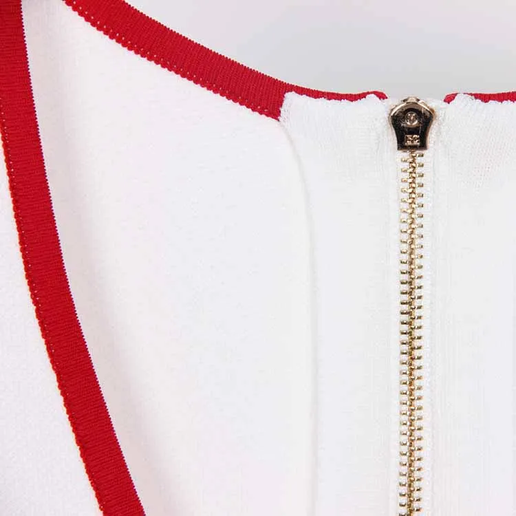 Women Red and white Sleeveless Mini-knitted Dress