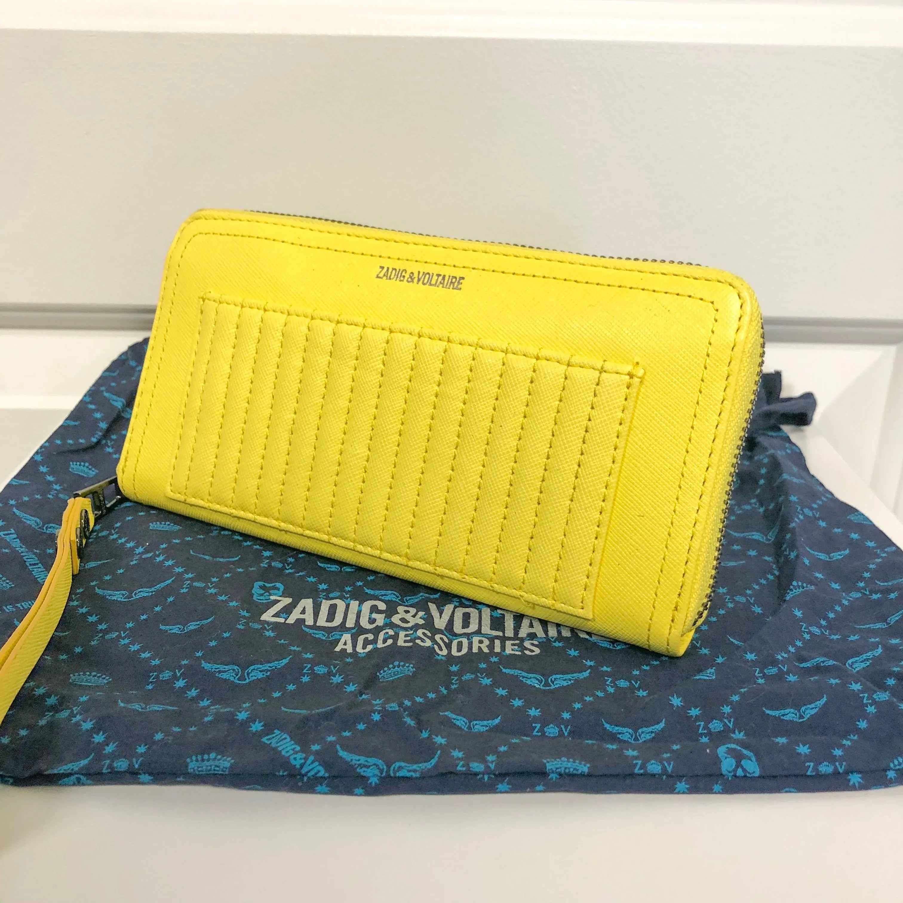 Zadig &Voltaire Yellow Quilt Front Clutch